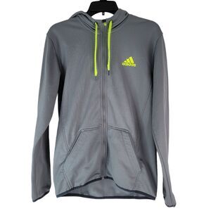 Adidas Hoodie Size Small Gray Yellow Pull Over Sweater Athletic